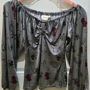 Pinup Couture Laura Brynes | Brigitte Gathered Peasant Top in Fall Persephone